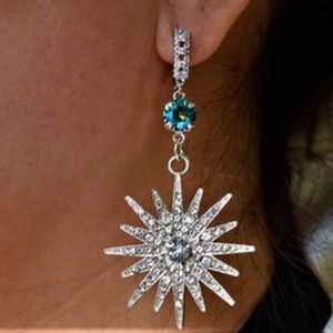 Swarovski Crystals Dangling Earrings Starburst